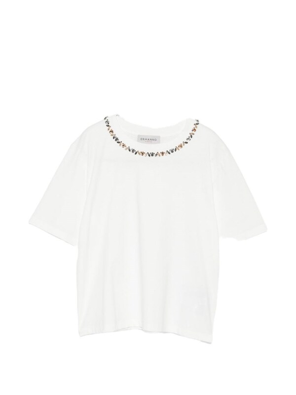  Ermanno Ermanno Embroidered Cotton T-shirt 