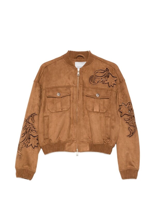  Ermanno Ermanno Suede Leather Effect Bomber Jacket 