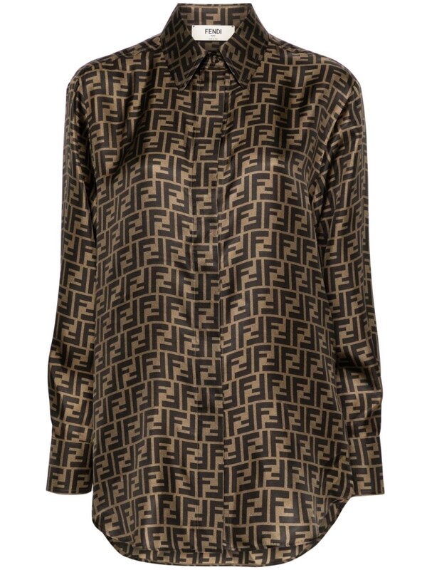  Fendi Fendi Ff Silk Shirt 