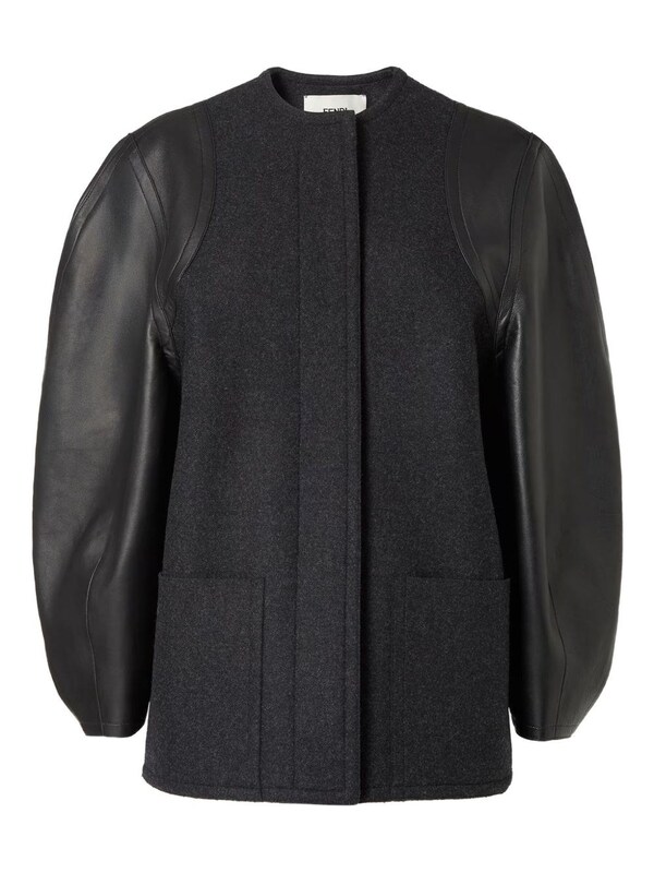  Fendi Fendi Wool And Leather Coat 