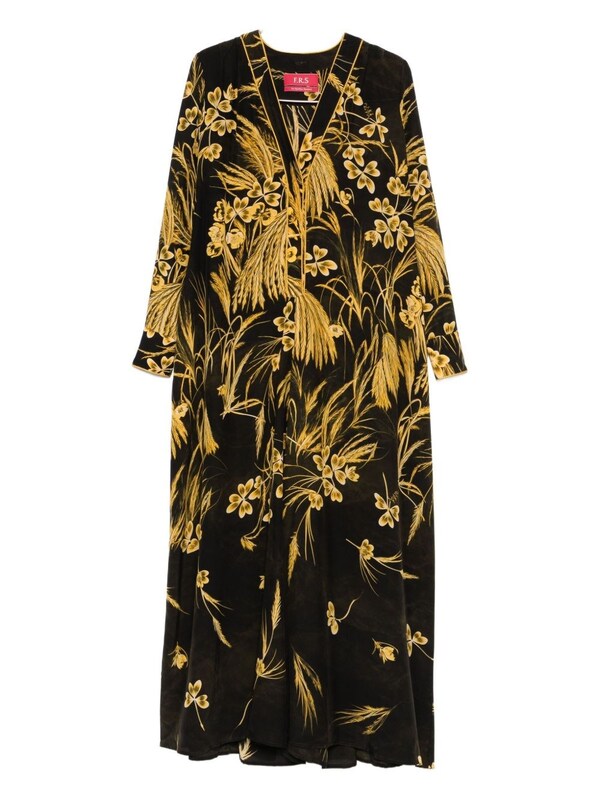  For Restless Sleepers For Restless Sleepers Silk Blend Printed Maxi Dress 