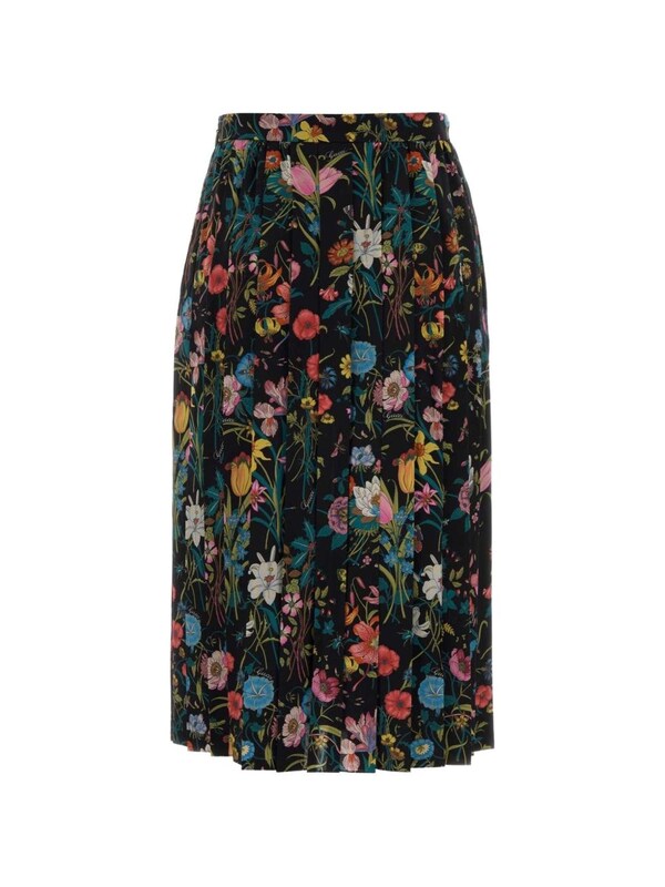  Gucci Gucci Printed Silk Midi Skirt 