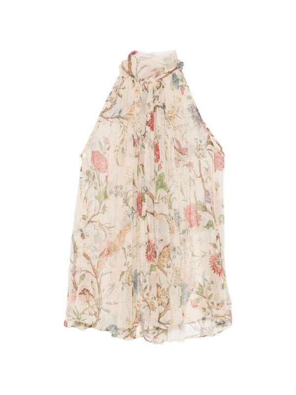  Into The East Into The East Printed Silk Top 