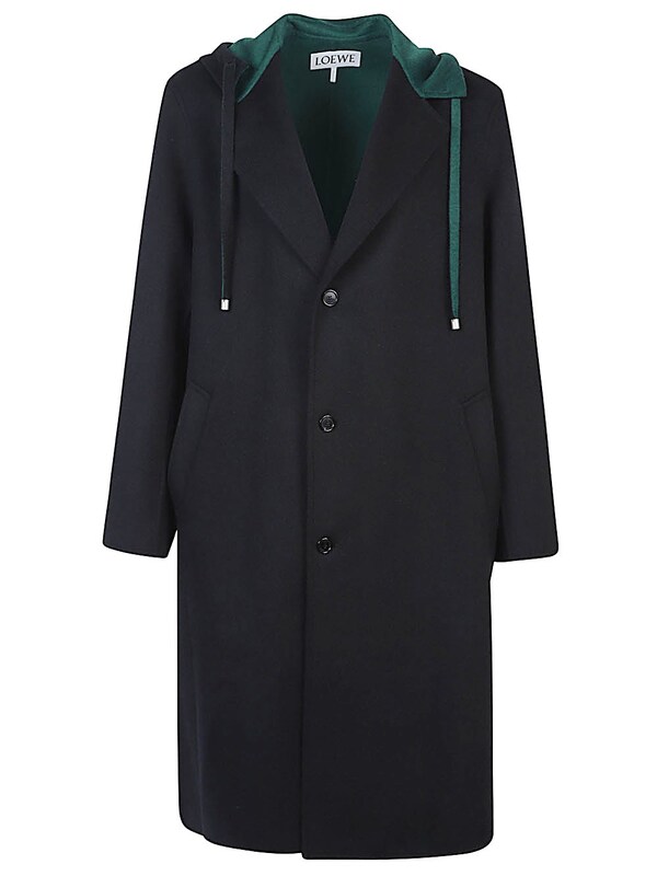  Loewe Loewe Wool And Cashmere Blend Hooded Coat 