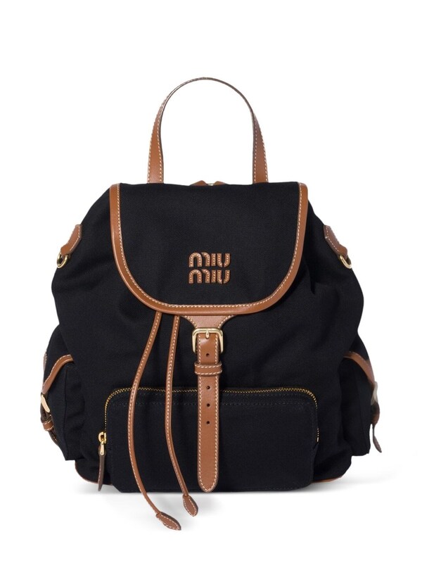  Miu Miu Miu Miu Canvas And Leather Large Backpack 