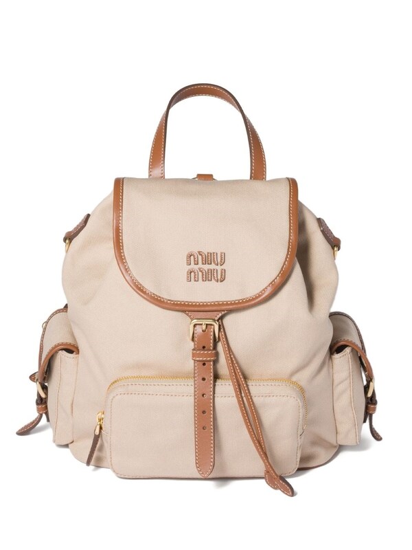  Miu Miu Miu Miu Canvas And Leather Large Backpack 