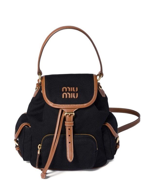  Miu Miu Miu Miu Canvas And Leather Medium Backpack 