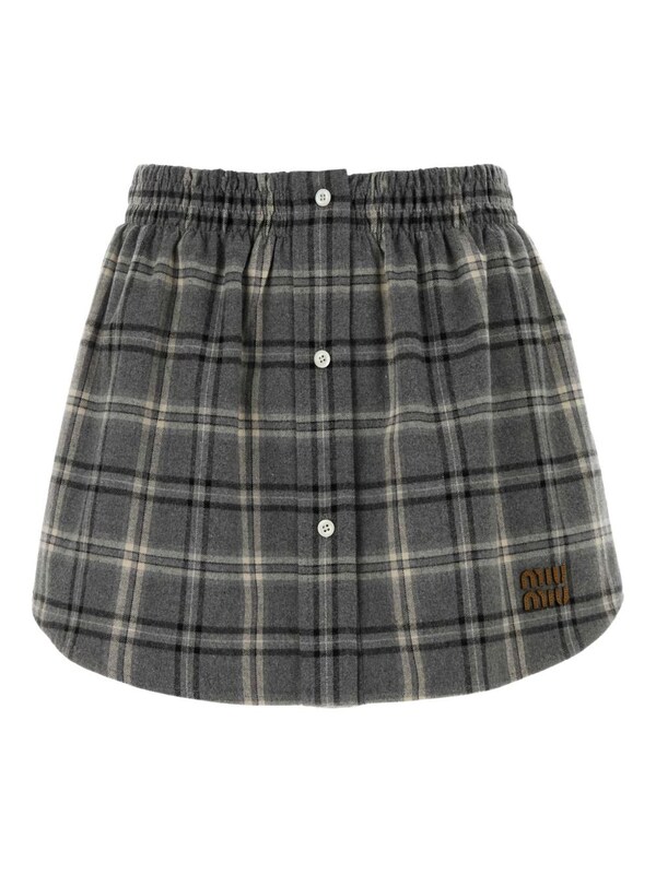  Miu Miu Miu Miu Checked Flannel Mini Skirt 