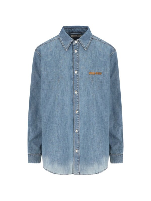  Miu Miu Miu Miu Logo Cotton Shirt 