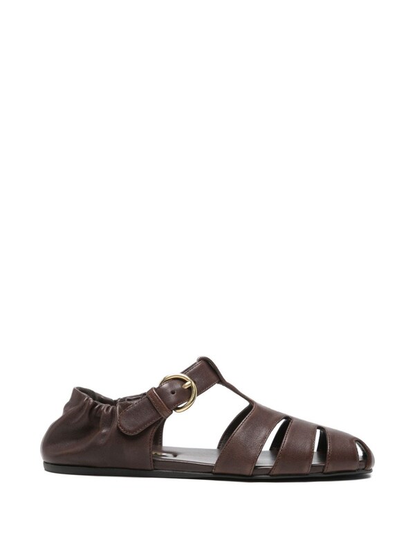  Miu Miu Miu Miu Ruches Leather Cage Sandals 