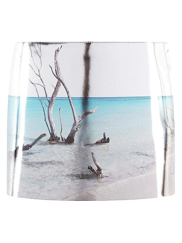  Prada Prada Printed Leather Mini Skirt 