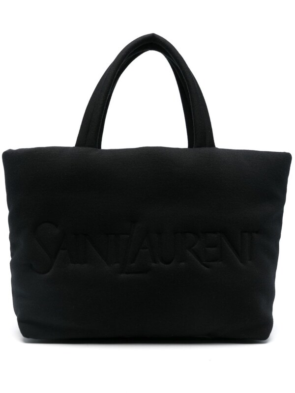  Saint Laurent Saint Laurent Logo Cotton Tote Bag 