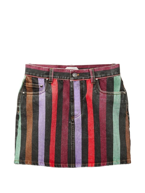  Versace Versace Striped Denim Skirt 