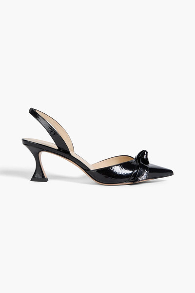  Alexandre Birman - Clarita Bell 60 Bow-detailed Crinkled Patent-leather Slingback Pumps - Black - Eu 37 