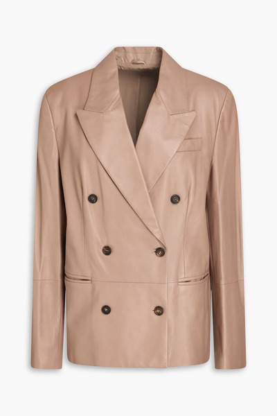  Brunello Cucinelli - Double-breasted Leather Blazer - Neutral - It 46 
