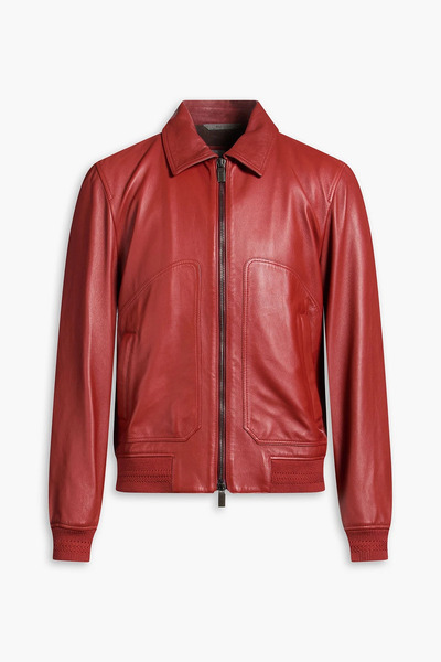  Canali - Leather Jacket - Red - It 50 