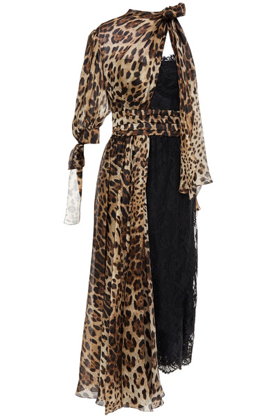 Dolce & Gabbana - Tie-neck Leopard-print Silk-blend Voile And Lace Midi Dress - Animal Print - It 36 