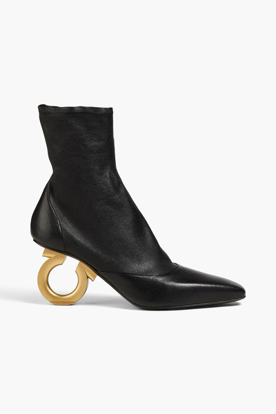  Ferragamo - Adhar Leather Ankle Boots - Black - Us 5.5 