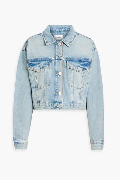  Frame - Cropped Faded Denim Jacket - Blue - L 