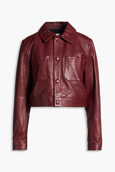  Frame - Cropped Leather Jacket - Red - L 