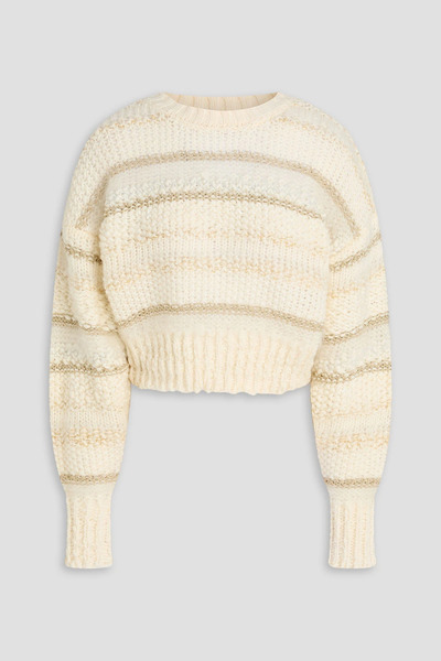  Frame - Cropped Metallic Striped Wool-blend Sweater - White - Xs 