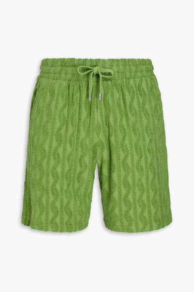  Frescobol Carioca - Augusto Cotton, Lyocell And Linen-blend Terry-jacquard Drawstring Shorts - Green - S 