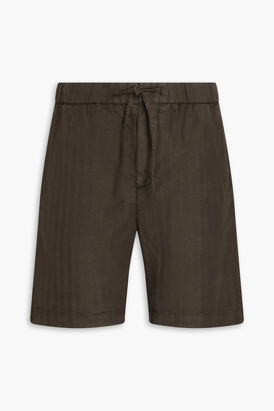  Frescobol Carioca - Felipe Herringbone Lyocell, Linen And Cotton-blend Drawstring Shorts - Brown - 32 