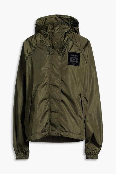  Ganni - Shell Hooded Jacket - Green - Xxl/xxxl 