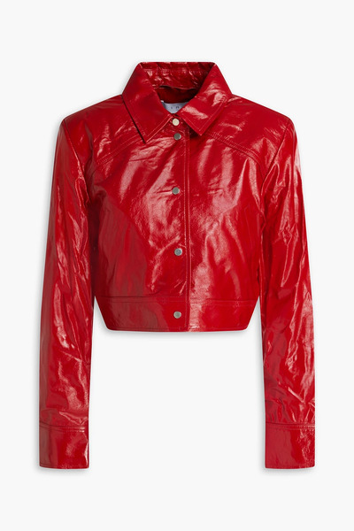  Iro - Cropped Crinkled Leather Jacket - Red - Fr 40 
