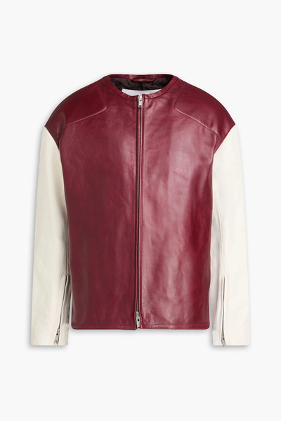  Jil Sander - Two-tone Leather Jacket - Burgundy - It 48 