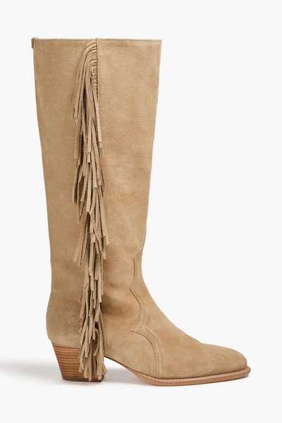  Maje - Fringed Suede Boots - Neutral - Eu 36 