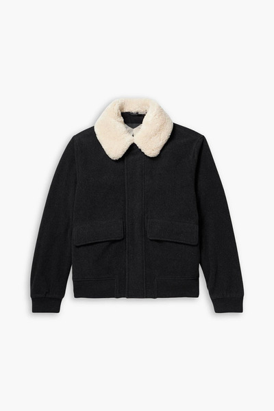  Mr P. - Shearling-trimmed Wool-blend Felt Bomber Jacket - Gray - S 