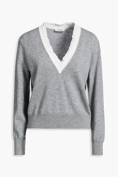  Sandro - Crochet-trimmed Mélange Wool-blend Sweater - Gray - 4 