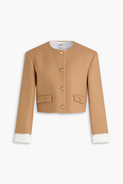  Sandro - Cropped Wool-blend Felt Jacket - Brown - Fr 36 
