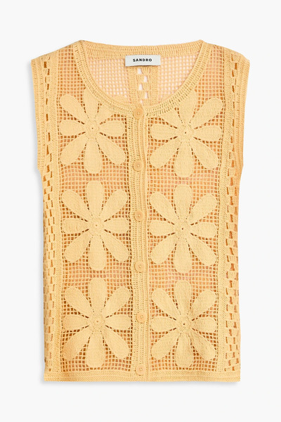  Sandro - Guipure Lace Vest - Yellow - 0 