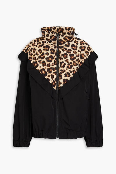  Sandro - Leopard-print Shell Jacket - Black - Fr 42 