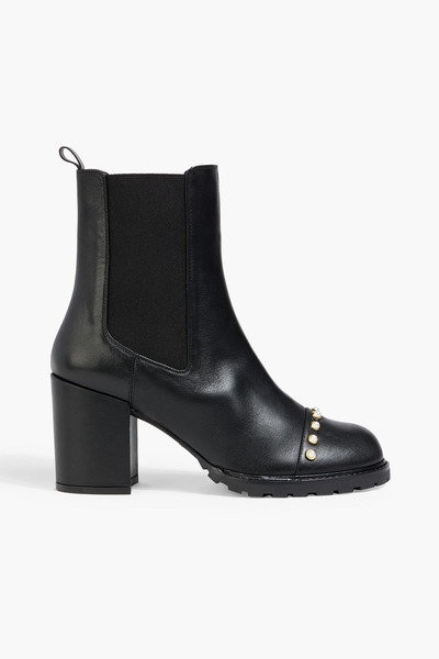  Stuart Weitzman - All Pearls Embellished Leather Chelsea Boots - Black - Us 8.5 