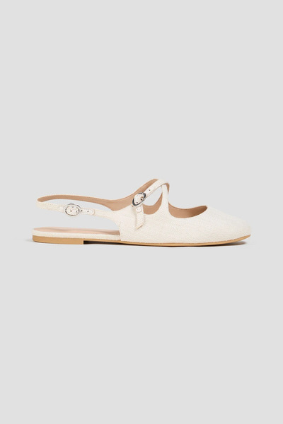  Stuart Weitzman - Clover Canvas Slingback Flats - White - Us 7 