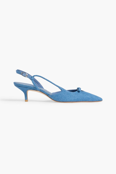  Stuart Weitzman - Tully 50 Bow-detailed Denim Slingback Pumps - Blue - Us 6.5 