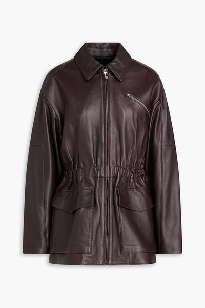  Theory - Gathered Leather Jacket - Brown - Xs 