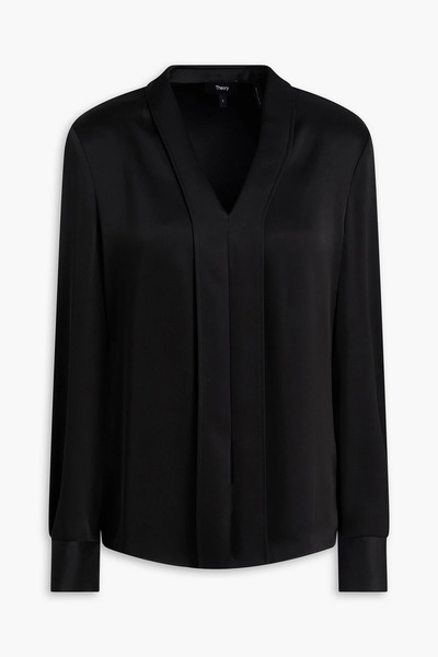  Theory - Satin Blouse - Black - L 