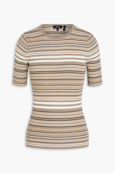  Theory - Striped Wool Top - Neutral - L 
