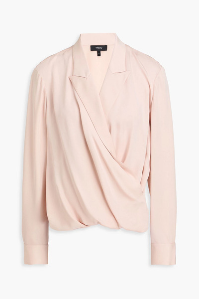 Theory - Wrap-effect Silk Blouse - Pink - Xs 