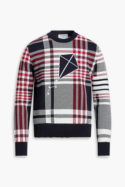  Thom Browne - Checked Jacqaurd-knit Cotton Sweater - Blue - 2 
