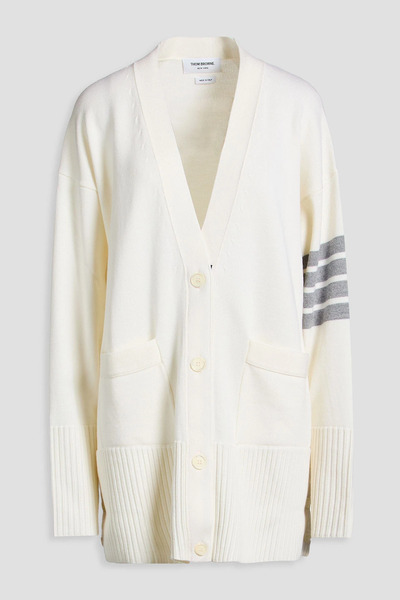  Thom Browne - Oversized Striped Merino Wool Cardigan - White - It 36 