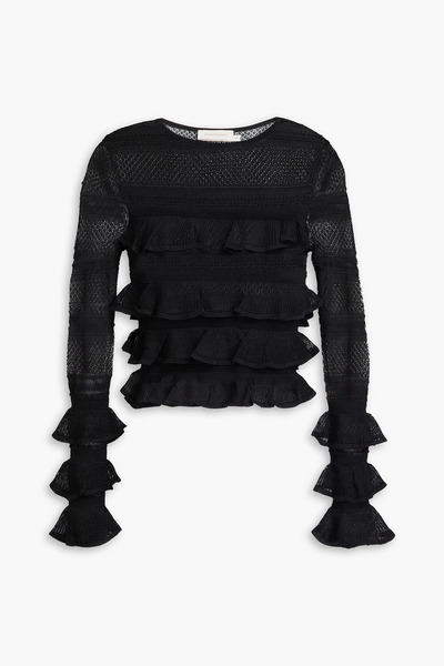  Zimmermann - Ruffled Knitted Top - Black - 00 